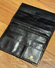 LAUNER LONDON Black Leather Six Card Bifold Wallet Bag Hand Crafted Luxury