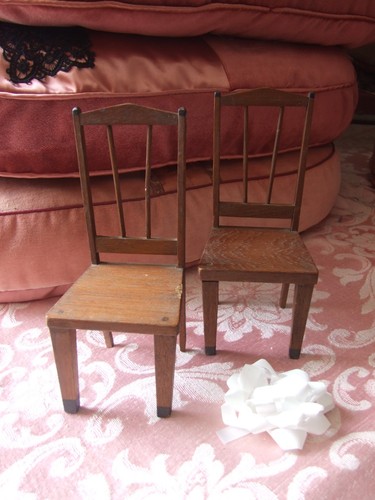 Pair antique wooden small - wooden,