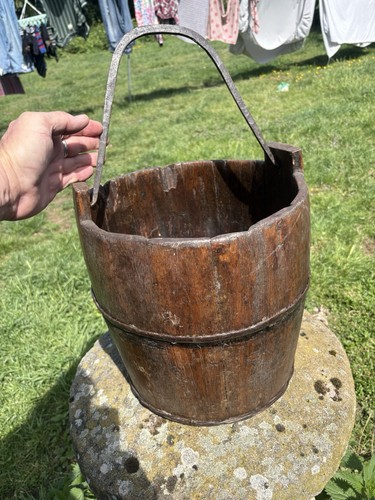 Antique wooden well bucket - antique,