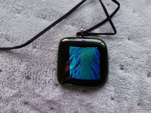 Glass pendant green with - glass, in