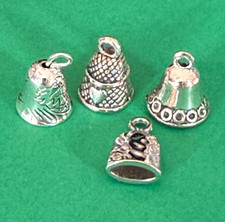 Tibetan Alloy 3D BELLS  Christmas Wedding Christening Antique Silver Charms    