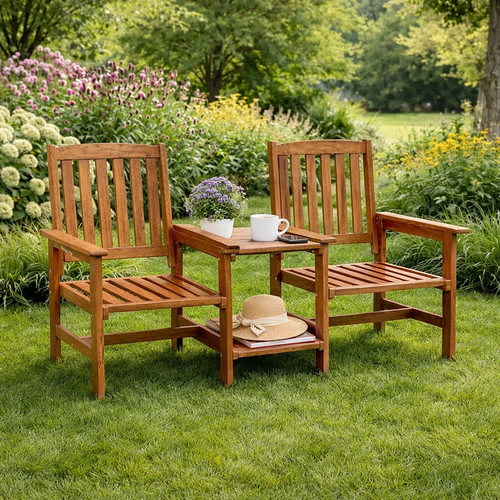 Wooden garden loveseat - loveseat, bench