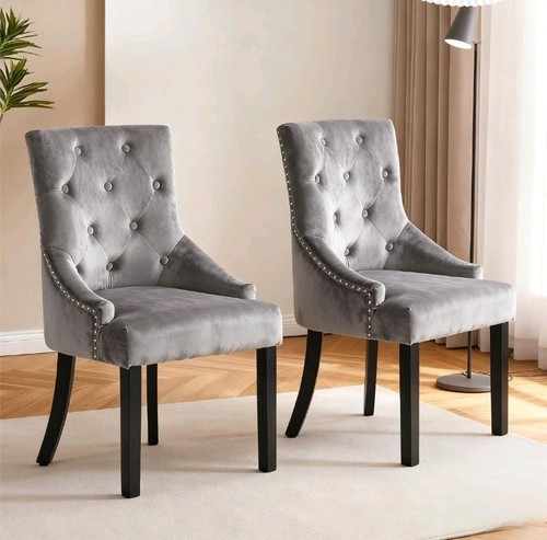 Grey velvet dining - 2x, chairs
