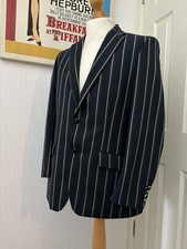 Brook Taverner Boating Blazer Jacket Navy Green Stripes 40S Mod 60s Revival