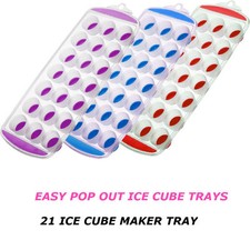 NEW POP OUT NON STICK ICE CUBE TRAY SOFT SILICONE PLASTIC 21 ICE CUBE