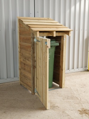 Rustic wooden wheelie bin - rustic,