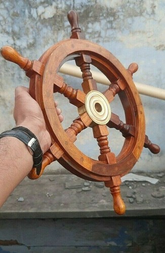 Nautical wooden brass - 18", ship
