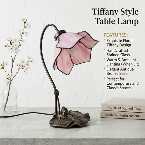 Tiffany floral style table - floral, 8"