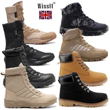 Mens SWAT Army Military Combat Boots Sand Leather Waterproof Work Shoes UK Size