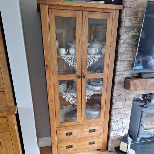 Solid oak display cabinet with - solid,