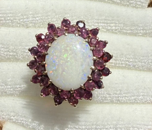 9ct yellow gold opal ruby - 9ct, &
