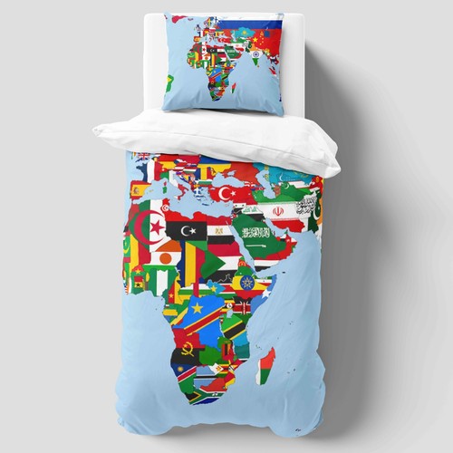 World map duvet - duvet, cover