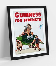VINTAGE "GUINNESS FOR STRENGTH" POSTER ADVERT -FRAMED WALL ART PICTURE PRINT