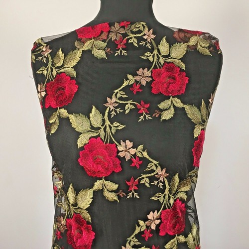 Floral tulle net embroidered - tulle,