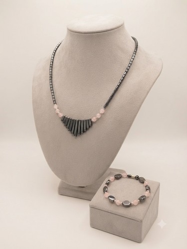 Magnetic hematite necklace - necklace, and