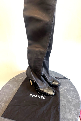 Chanel thigh high - thigh, black