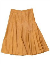 VINTAGE Womens High Waist Leather Skirt IT 46 Large W29 Beige Leather DN15