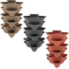 6 x Strawberry Planter Trio Stacking Stackable Outdoor Garden Plastic Plant Pot