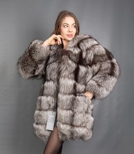 15546 NEW AMAZING REAL SILVER SAGA FURS FOX COAT JACKET PELZ BEAUTIFUL SIZE M