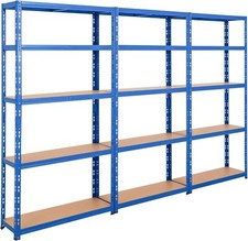 BiGDUG Heavy Duty Garage Shelving Unit 3 Bay - 1790H x 900W mm - Blue Shelves