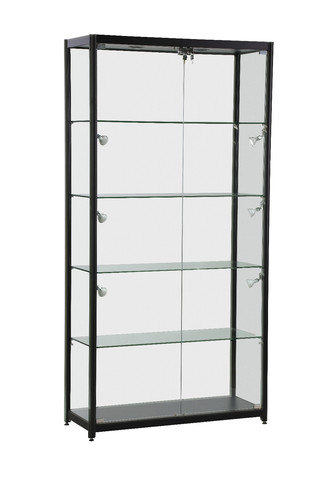 Glass lockable black showcase - lockable,