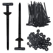 Universal Cable Tie Buckle Nylon Self-Locking Holder Push Mount Zip Black 50 Pcs