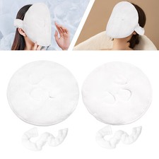 2PCS Hot Compress Face Towel Masks, Reusable Facial Steamer Towel White for Home
