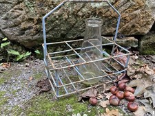 Vintage Milk Bottle Holder Carrier Doorstep Rack Nostalgic Memories + Bottle