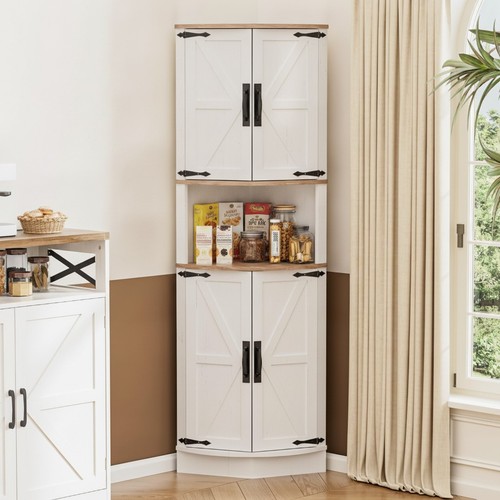 White corner storage cabinet - storage,