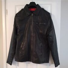Superdry 100% Real Leather Jacket Large Black Motorcycle Biker