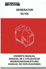 HONDA EU10i GENERATOR (1-CYL 4-STR PETROL ENGINE) ORIGINAL 2002 OWNERS MANUAL