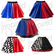 Girls HARLEY Costume Skirt FANCY DRESS Jester / Harlequin Halloween