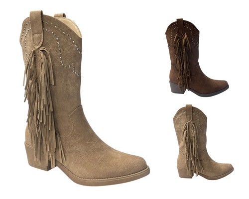 Women mid calf stud - mid, fringe