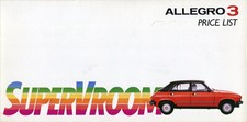 Austin Allegro 3 UK market PRICES AND OPTIONS brochure ref.3455