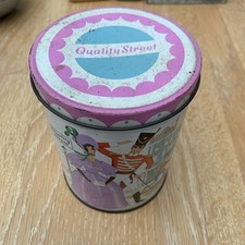 Retro Vintage Unusual Quality Street Tin Tall Round 14cm JOHN MACKINTOSH & SONS 