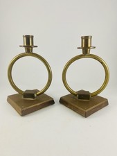 Pair Of Quality Made Brass & Bronze Mid Century Candle Holders / Sticks