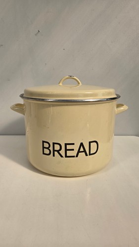 Vintage cream enamel bread bin - bread,