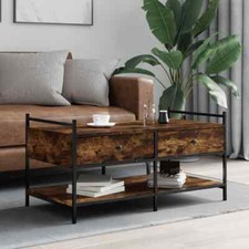 Coffee Table Smoked Oak 99x50x50 cm Engineered Wood vidaXL