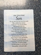 Son Waterproof Memorial Grave Card Graveside Remembrance Poem Grave Keepsake