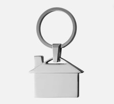 House Keyring Chrome Silver Metal Shiny Key Ring Chain Fob New Home UK Gift
