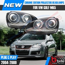 VW Golf MK5 R32 Black Projector Xenon Look Headlights Headlamps Set Bi Xenon