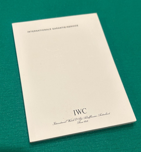 Iwc hardcover booklet - booklet, warranty