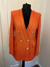 Zara Woman Orange Tweed Boucle