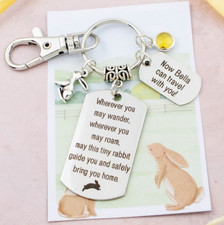 Personalised Rabbit Keyring, Lucky Travel Keychain, Pet Loss Memory Keepsake