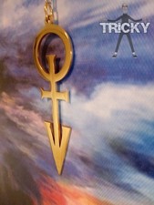 Prince Symbol Pendant - GOLD O+▶ - Rare LARGER 8cm with Purple Velvet Pouch.