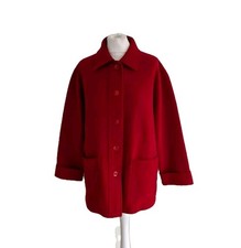 Saint James Depuis 1889 Womens Size UK 14 Red 100% Boiled Wool Jacket Pockets.