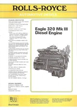 Rolls Royce Eagle 320 Mk III Diesel Engine double sided flyer brochure 1976 