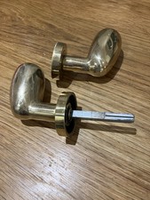 Brass “Goose Egg” Oval Shaped  Door Knobs Handles Vintage Old Style 