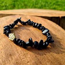 Hamsa hand & Black Tourmaline Healing Bracelet for protection