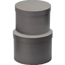Hat Boxes (Set of 2) Grey, Round Storage Boxes With Lids, Water Resistant Satin